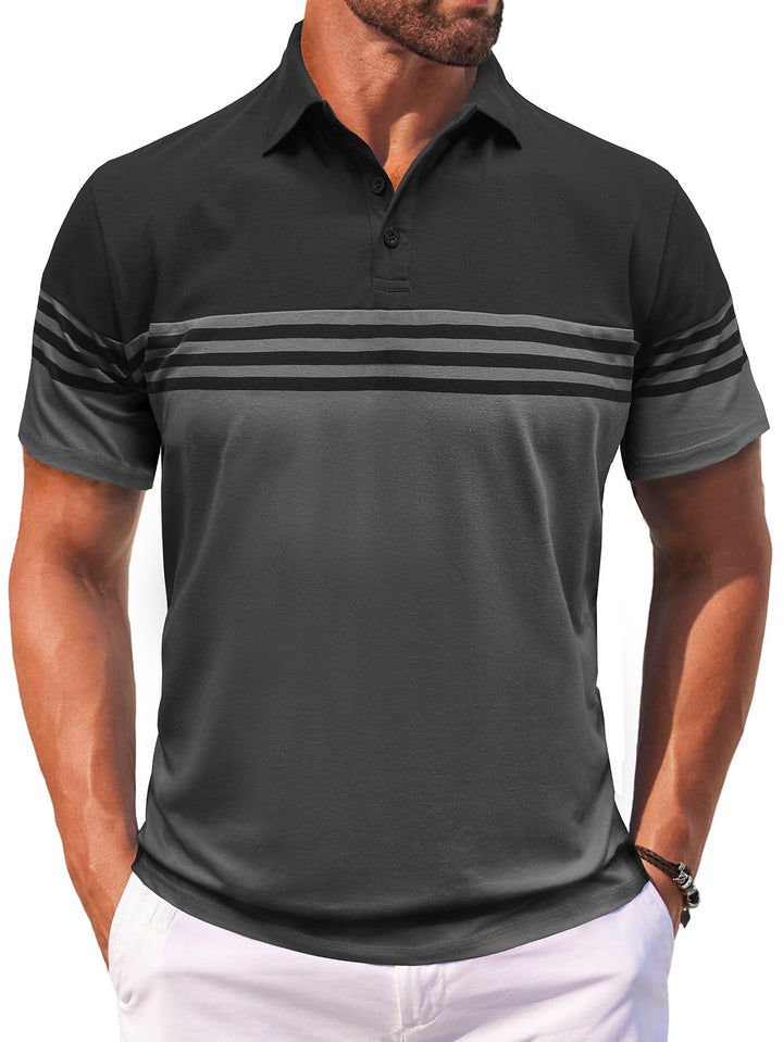 Herren Polo-Shirt mit modernem Streifenmotiv und atmungsaktivem Gewebe Echoarchiv