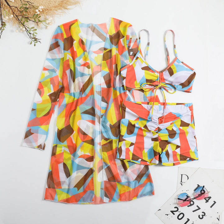 Damen Strandset mit floralem Kimono und Crop-Top Echo Archiv