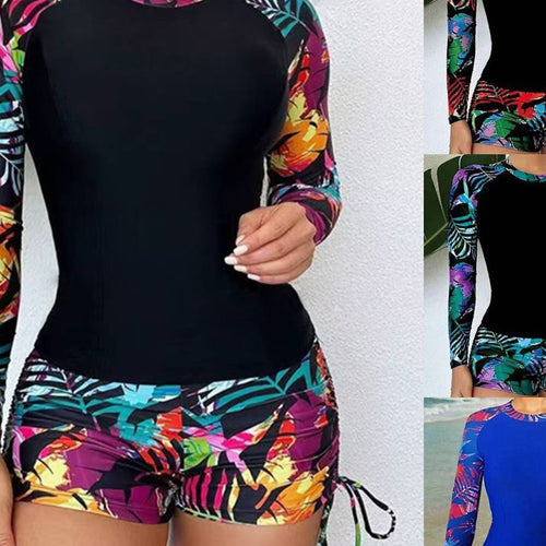 Damen Sport-Rashguard mit kurzen Hosen und farbenfrohem Muster Echo Archiv