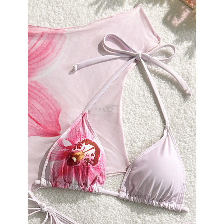 Damen Triangel-Bikini-Set mit floralem Überwurf Echo Archiv