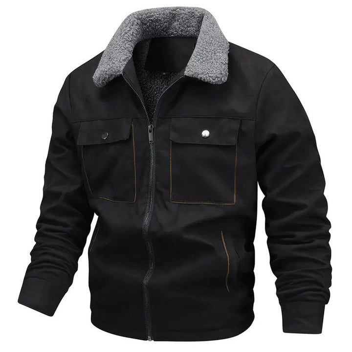 Herren nan gefütterte Pilotjacke mit Teddyfell-Innenfutter, Brustklappen und durchgehendem Reißverschluss Echo Archiv