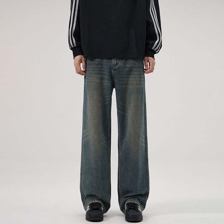 Herren Baggy-Jeans mit tiefem Schritt, verwaschener Vintage-Denim und geradem Bein Echo Archiv