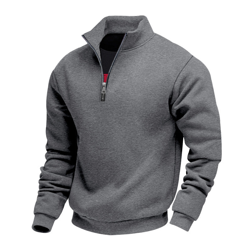 Herren nan angerauter Sweat-Halbzip mit kontrastiertem Innenkragen und elastischem Saum Echo Archiv