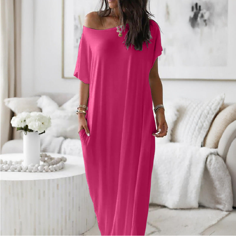 Damen Lockere Maxikleid mit Animal-Print und Seitentaschen Echo Archiv