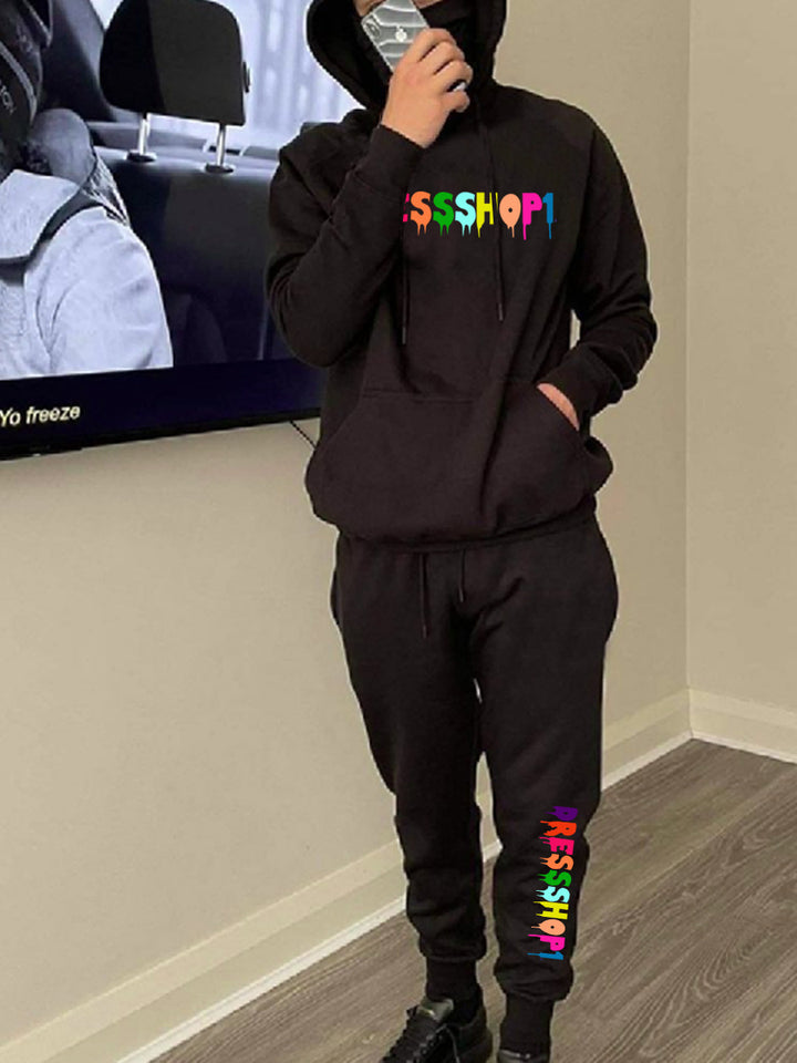 Herren Hoodie und Jogginghose Set mit modernem Farbverlauf Druck Echoarchiv