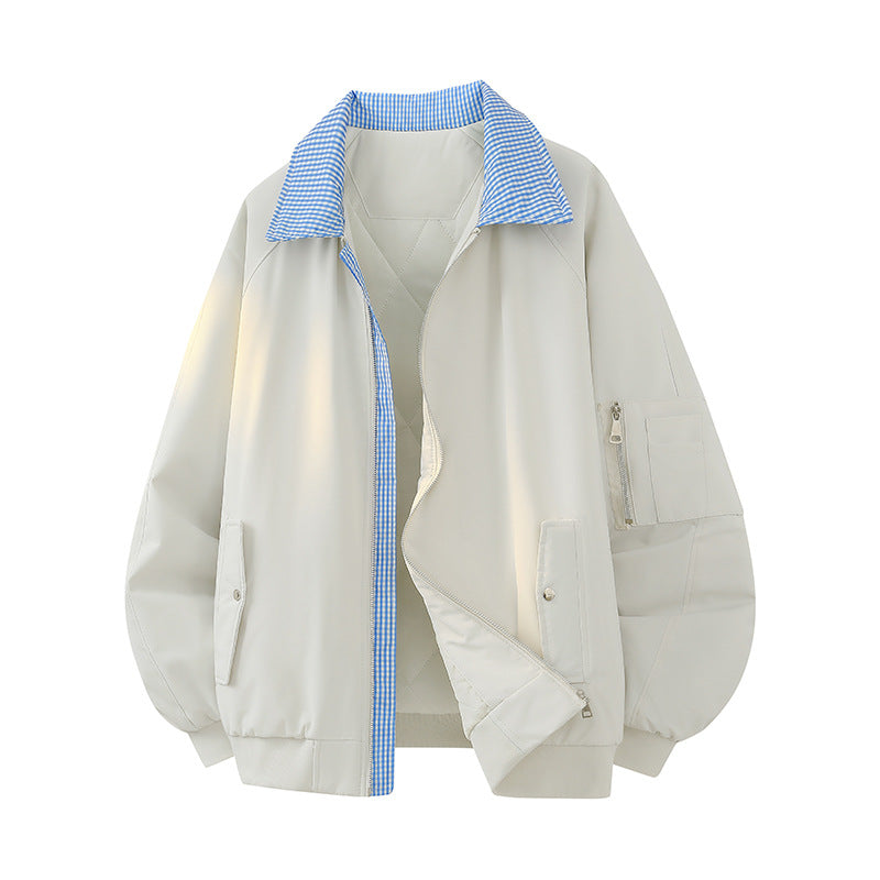 Herren Oversize Bomberjacke mit gesteppter Thermo-Innenfüllung, kariertem Innenkragen & Ärmeltasche Echoarchiv