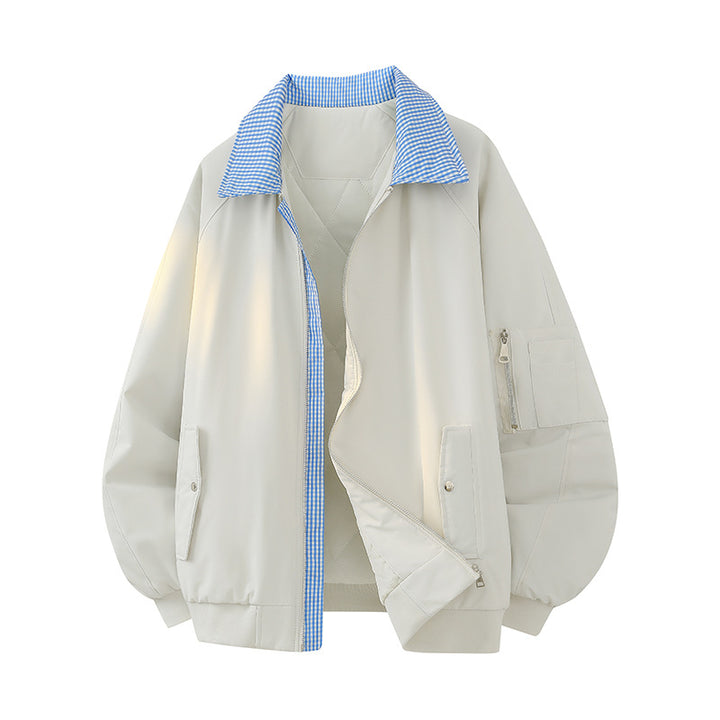 Herren Oversize Bomberjacke mit gesteppter Thermo-Innenfüllung, kariertem Innenkragen & Ärmeltasche Echoarchiv