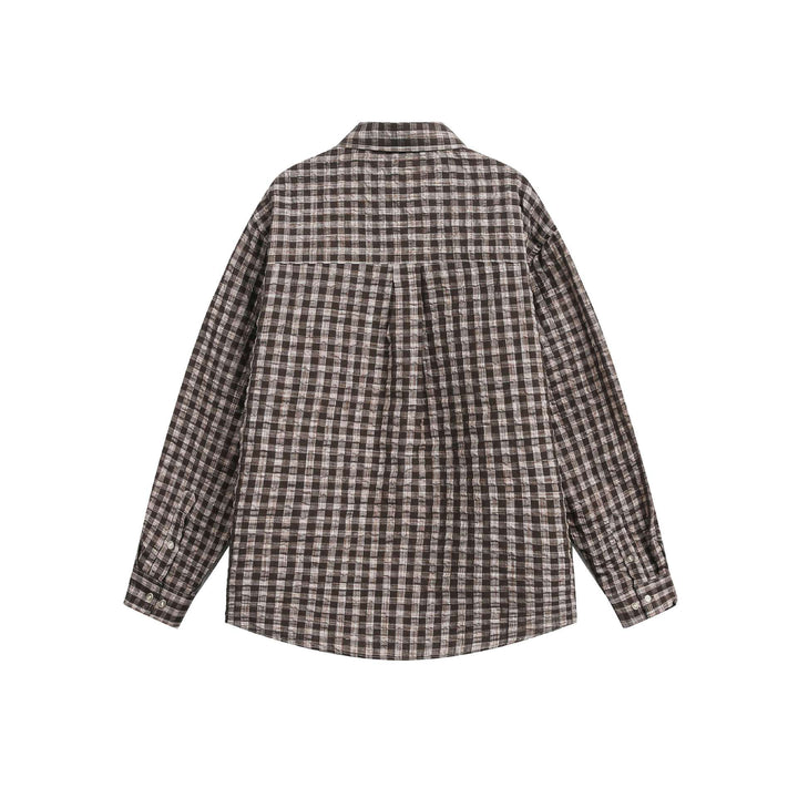 Unisex Oversize-Kariertes Hemdjacke mit Tasche und weichem Strukturstoff Echoarchiv