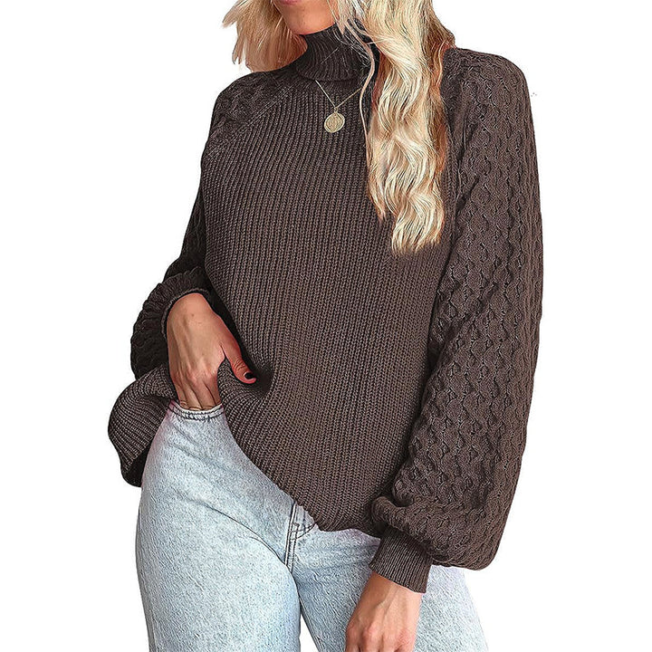 Damen Feinstrickpullover mit Rollkragen und voluminösen Zopfmuster-Ärmeln Echo Archiv