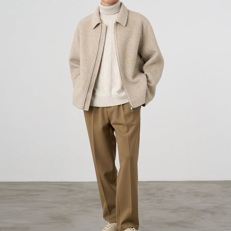 Herren Boxy‑Wollblouson mit verdecktem Zwei‑Wege‑Reißverschluss und Hemdkragen Echoarchiv