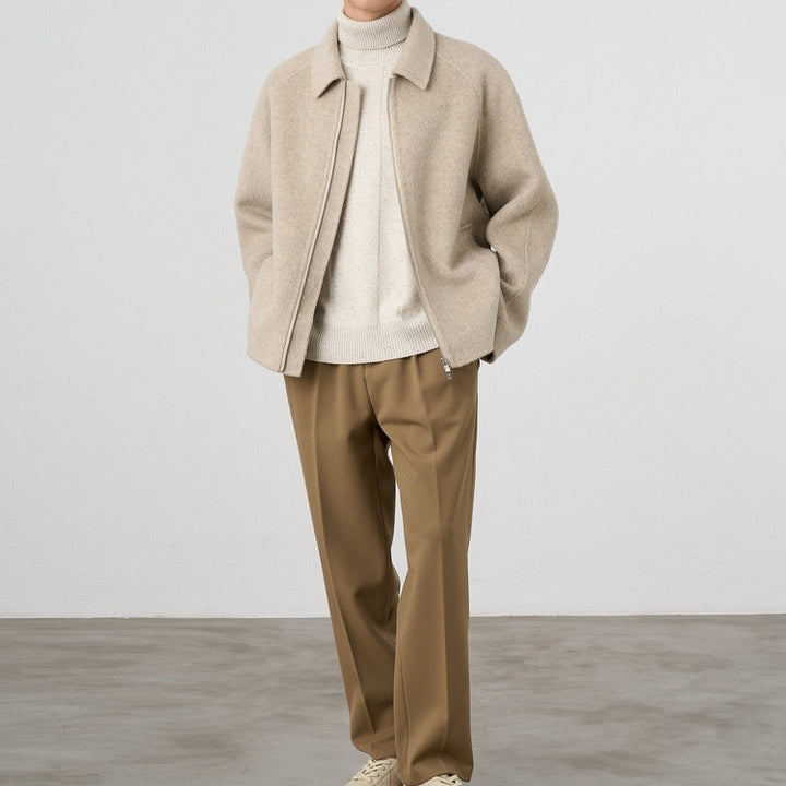 Herren Boxy‑Wollblouson mit verdecktem Zwei‑Wege‑Reißverschluss und Hemdkragen Echoarchiv