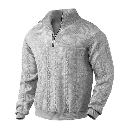 Herren Strickpullover mit Stehkragen und halbem Reißverschluss Echoarchiv