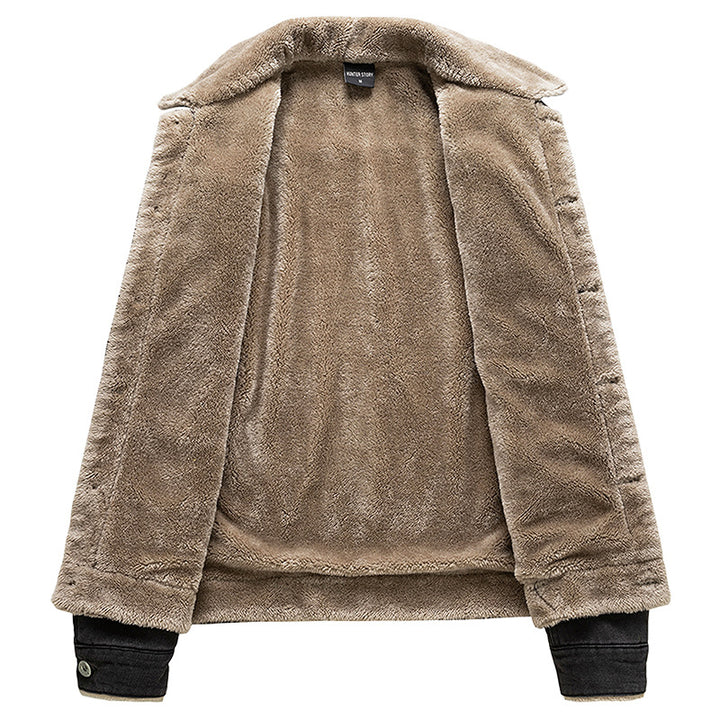 Herren Jeansjacke mit Teddyfutter und Vintage-Waschung Echoarchiv