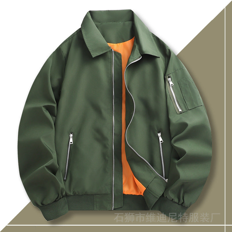 Herren Leichter Twill-Bomber mit kontrastierendem Futter, Reißverschlusstaschen und Ärmeltasche Echo Archiv