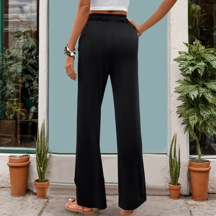 Damen Weite High-Waist Lounge-Hose mit Kordelzug und Eingrifftaschen Echoarchiv
