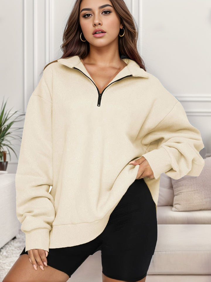 Damen nan übergroßes Sweatshirt mit Halbreißverschluss und Stehkragen Echo Archiv