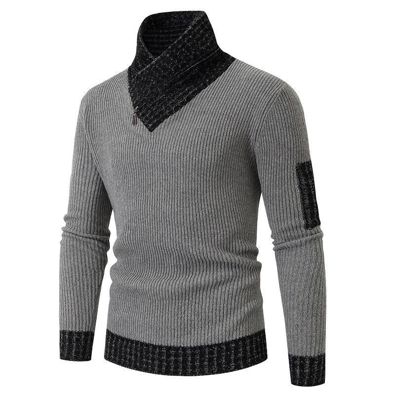 Herren modischer Pullover mit asymmetrischem Kragen und strukturiertem Muster Echoarchiv