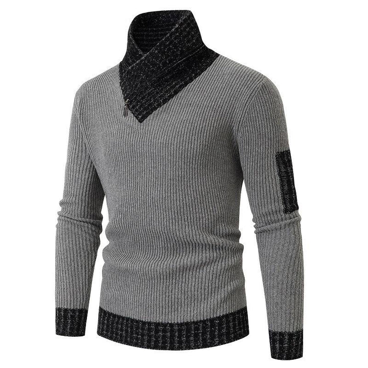 Herren modischer Strickpullover mit asymmetrischem Kragen Echoarchiv