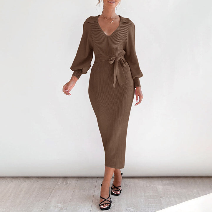 Damen Elegantes Strickkleid mit Taillengürtel Echo Archiv
