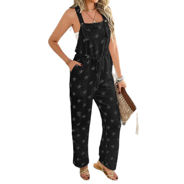Damen Lässiger Jumpsuit mit Sternenmotiv und verstellbaren Trägern Echo Archiv