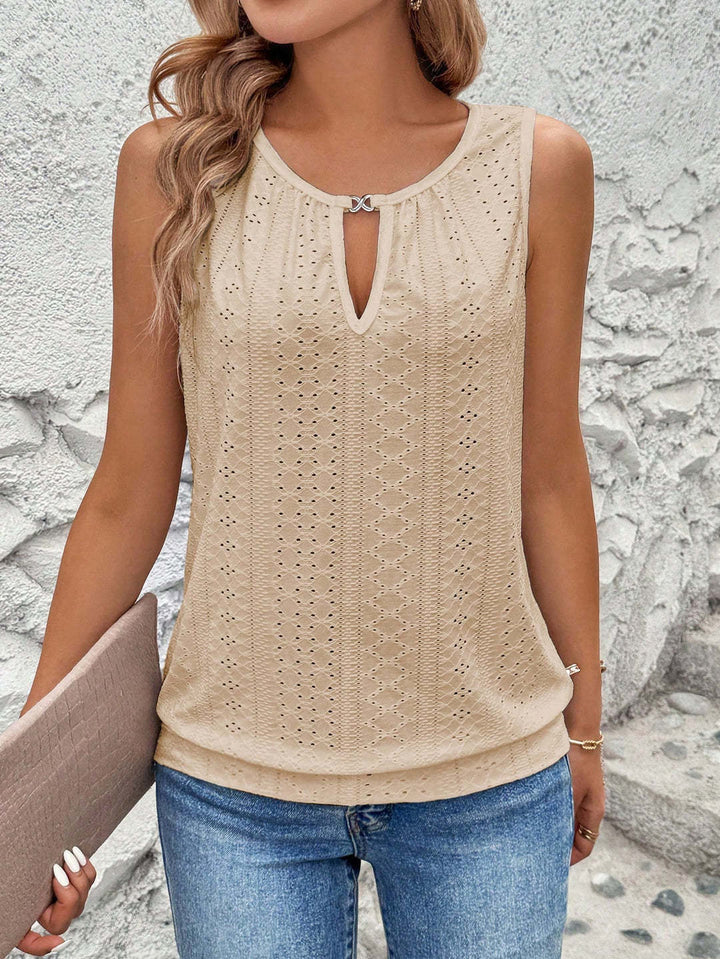 Damen luftiges Tanktop mit dekorativem Ausschnitt und feiner Struktur Echo Archiv