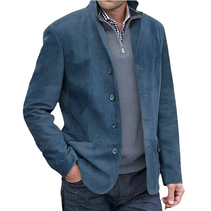 Herren Sakkojacke aus Wildlederoptik mit Stehkragen – Tianoro