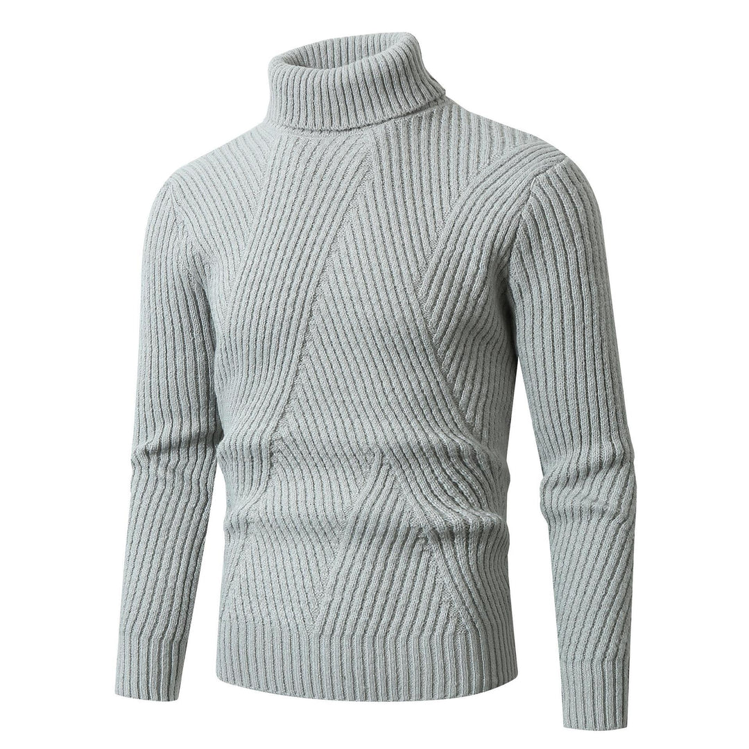 Herren Grobstrickpullover mit Stehkragen und dekorativem Strukturmuster Echoarchiv