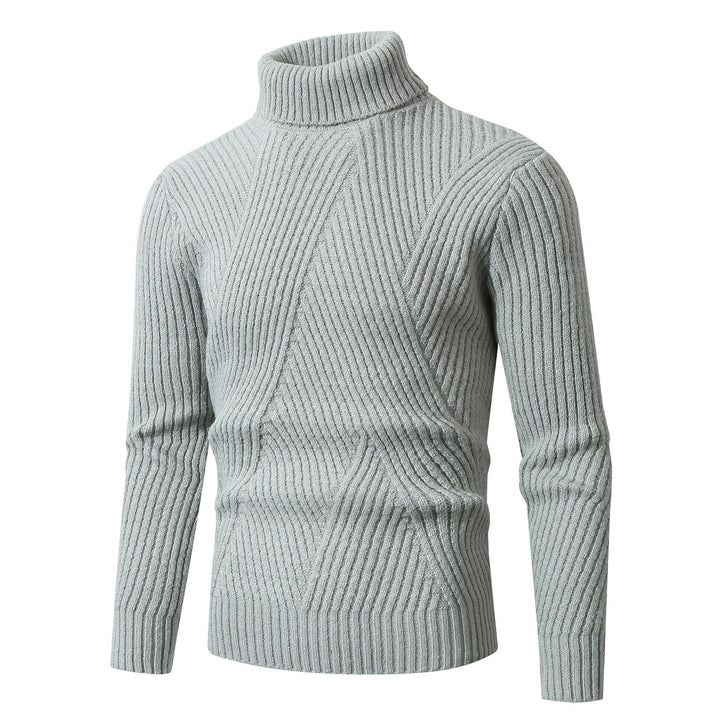 Herren Grobstrickpullover mit Stehkragen und dekorativem Strukturmuster Echoarchiv