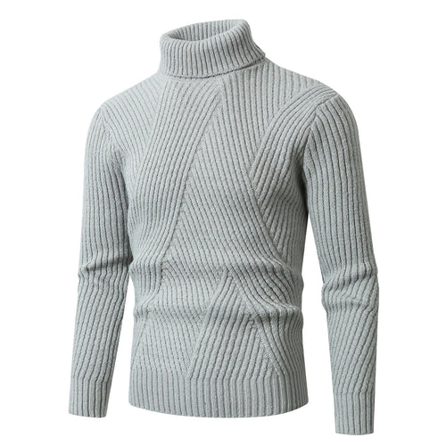 Herren Grobstrickpullover mit Stehkragen und dekorativem Strukturmuster Echoarchiv