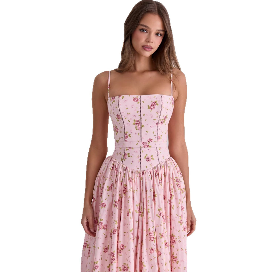 Damen Blumiges Midi-Kleid mit raffiniertem Schnitt Echo Archiv