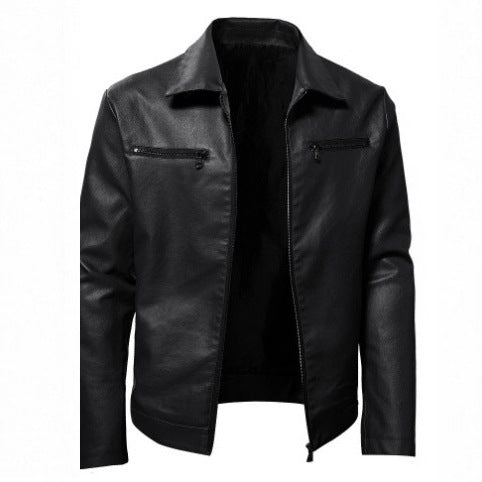 Herren Echtlederjacke mit modernen Reißverschlusstaschen Echoarchiv