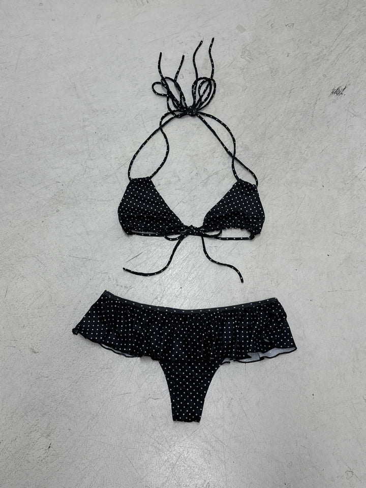 Damen verspieltes Triangel-Bikini-Set mit Rüschensaum und Bindebändern Echo Archiv