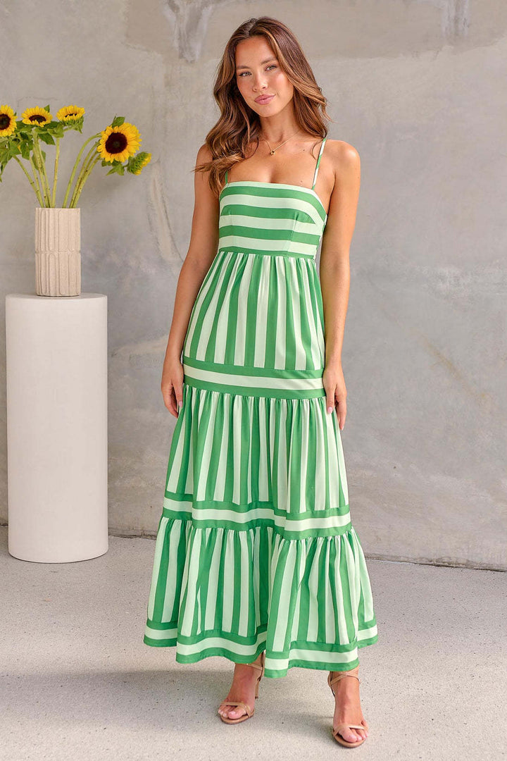 Damen Maxikleid mit Streifenmuster und fließendem Rock Echo Archiv