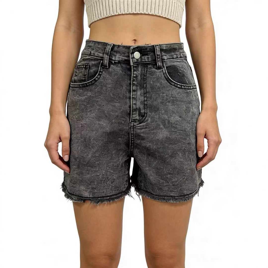 Damen modische Denim-Shorts im lässigen Schnitt mit fransigem Saum Echo Archiv