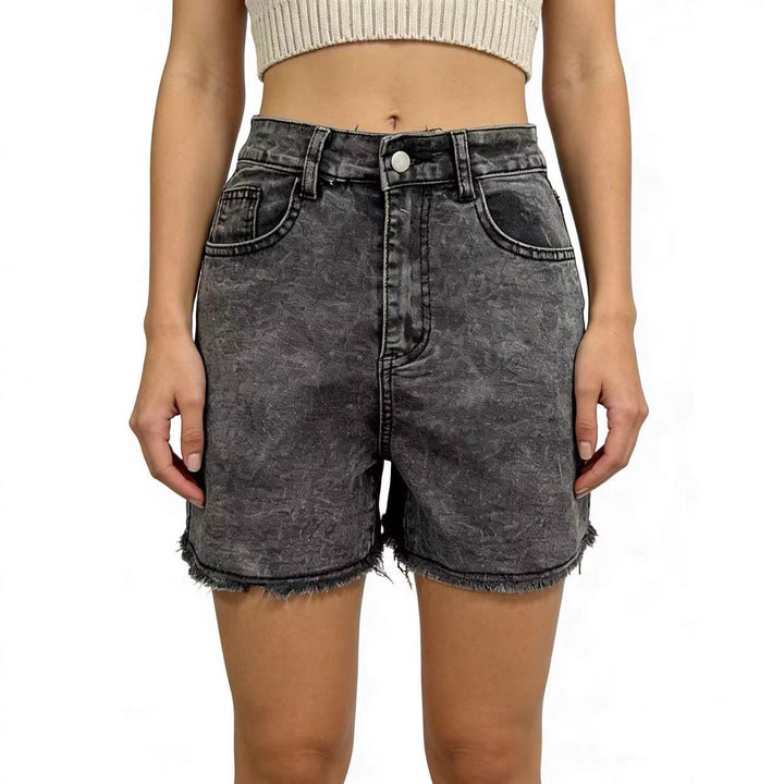 Damen modische Denim-Shorts im lässigen Schnitt mit fransigem Saum Echo Archiv