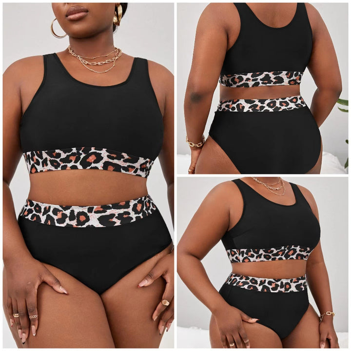 Damen Sportlicher Hochschnitt-Bikini mit Leopardenmuster Echo Archiv