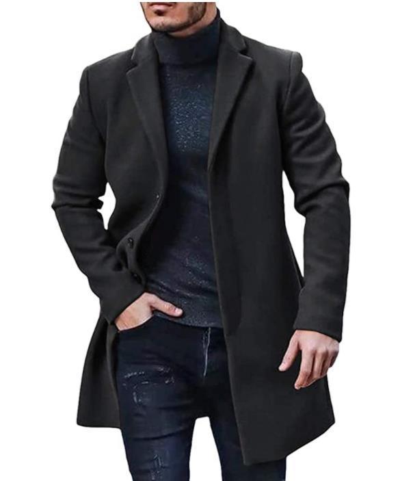 Herren Eleganter Wollmantel mit klassischem Revers und Echoarchivrnem Schnitt Echoarchiv