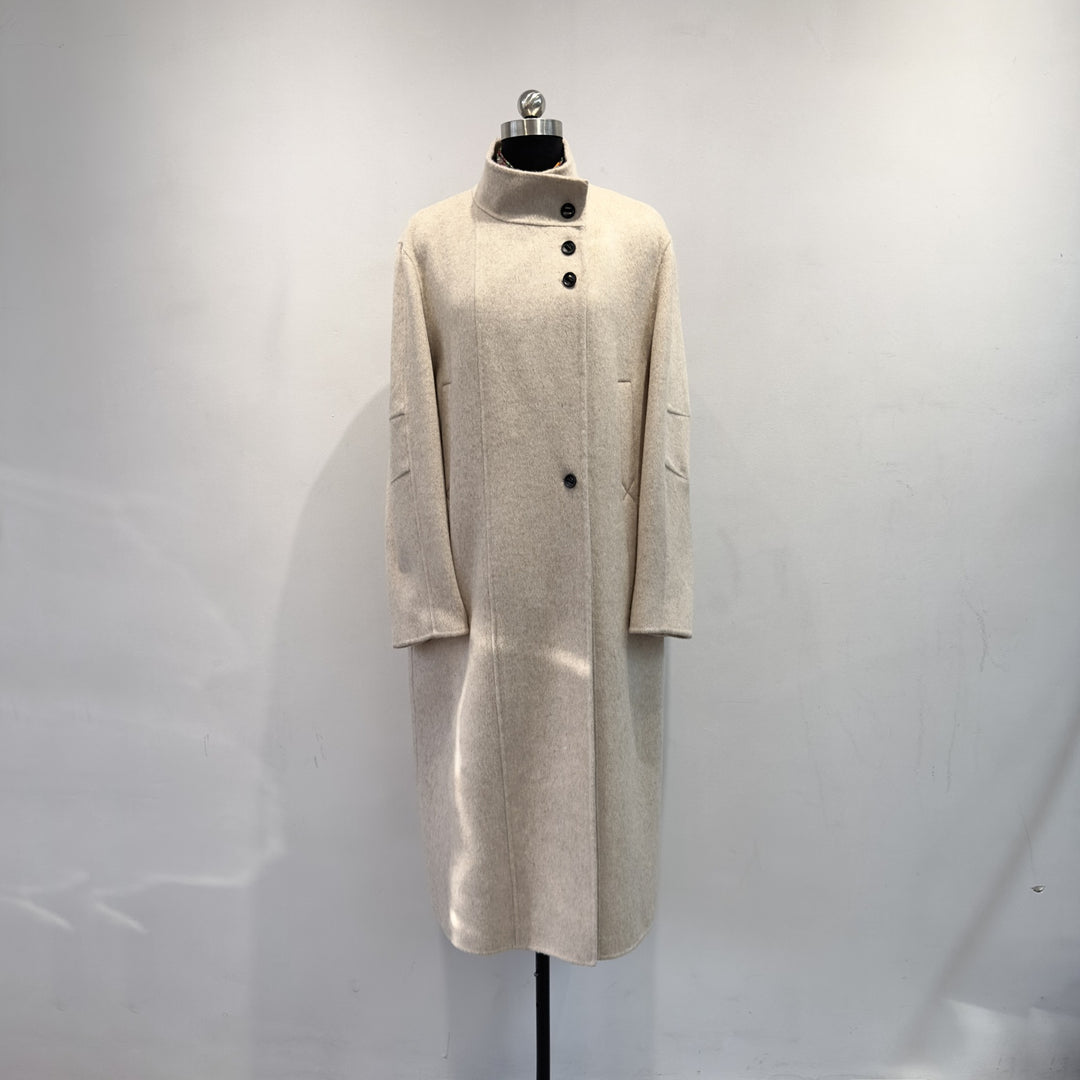 Damen maßgeschneiderter Longline-Wollmischmantel Echoarchiv