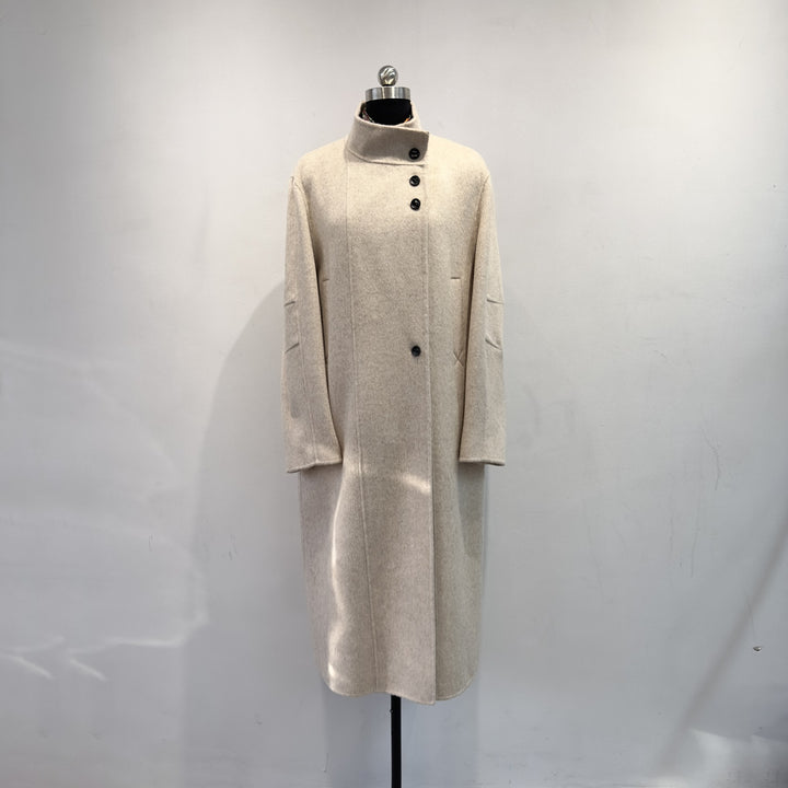 Damen maßgeschneiderter Longline-Wollmischmantel Echoarchiv