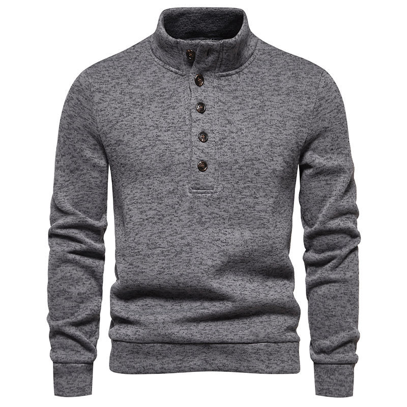 Herren Komfortabler Feinstrick-Pullover mit Knopfleiste und Stehkragen Echo Archiv