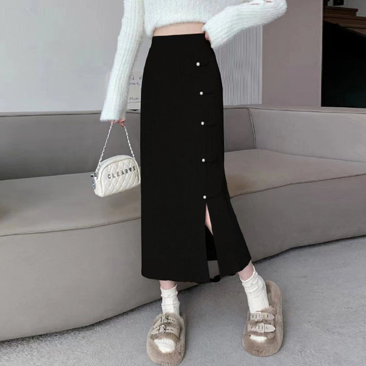 Damen Eleganter und raffinierter Strickrock mit Seitenschlitz Echo Archiv