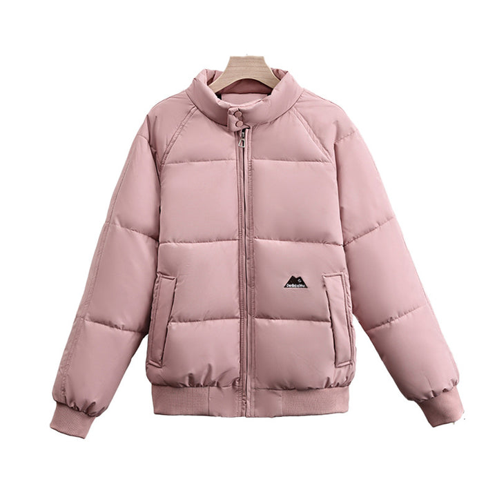 Damen kurzer gesteppter Pufferblouson mit hohem Stehkragen, elastischen Rippbündchen und verdeckter Reißverschluss – Célinea