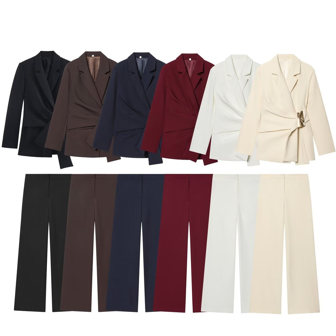 Damen Hochtaillierte Palazzo-Hose mit weitem Bein und glattem Bund Echo Archiv