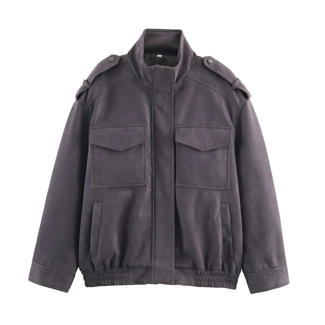 Herren utility‑Fieldjacke mit Schulterklappen, aufgesetzten Pattentaschen, verdeckter Reißverschluss und elastischem Saum – Taviero