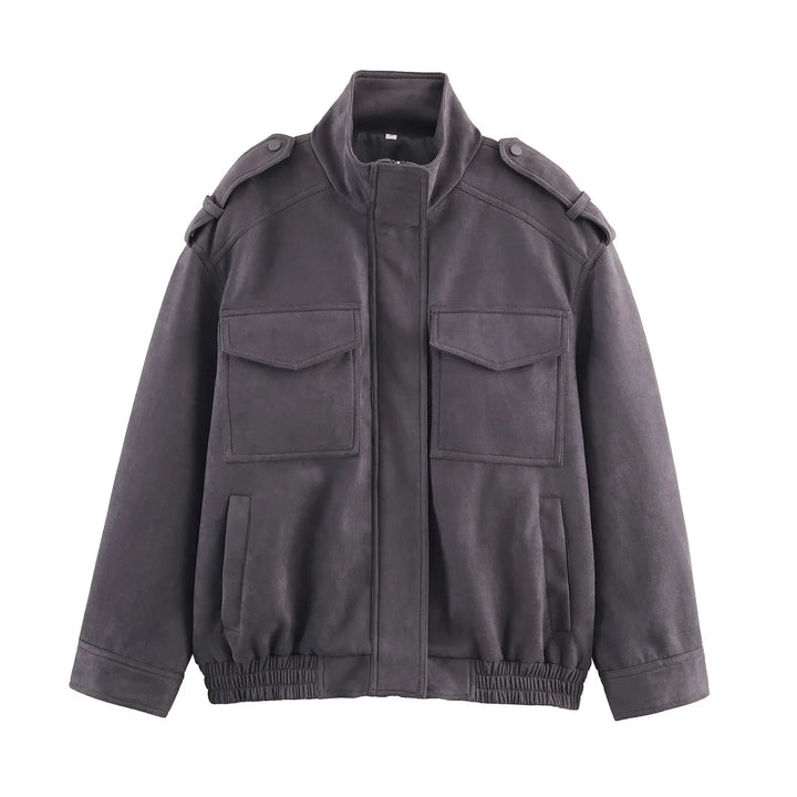 Herren utility‑Fieldjacke mit Schulterklappen, aufgesetzten Pattentaschen, verdeckter Reißverschluss und elastischem Saum – Taviero