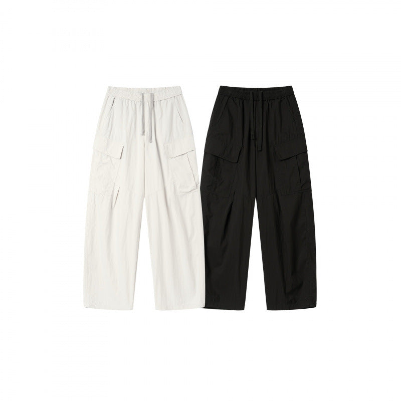 Unisex Weite Cargo-Hose mit elastischem Bund, Tunnelzug und aufgesetzten Klappentaschen Echo Archiv