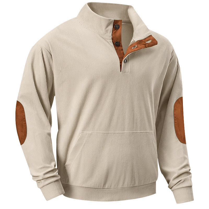 Herren Sweatshirt mit modischem Stehkragen und praktischen Knopfdetails Echoarchiv