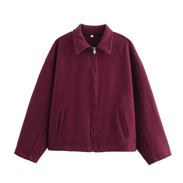Damen lässige Kurzjacke mit weitem Schnitt und Reverskragen Echoarchiv