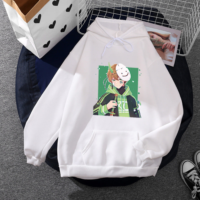 Damen Kapuzenpullover mit geprintetem Manga-Motiv und weichem Fleece-Innenfutter – Auréline