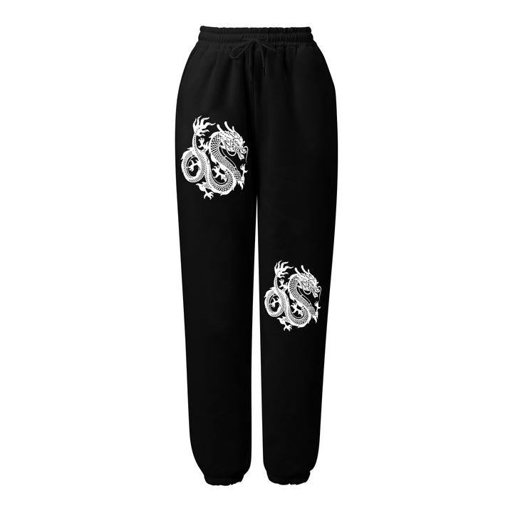 Damen weite Jogginghose hochgeschnitten mit seitlichem Statementprint und elastischem Bund – Avélisse
